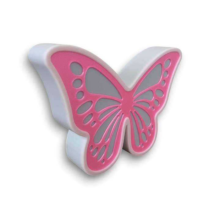 Kids Butterfly Night Light / Desk Lamp with RF Remote - White & Pink