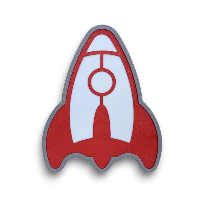 Kids Rocket Night Light / Desk Lamp with RF Remote - Grey & Red