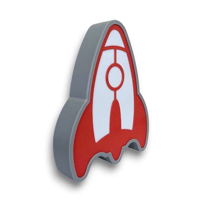 Kids Rocket Night Light / Desk Lamp with RF Remote - Grey & Red