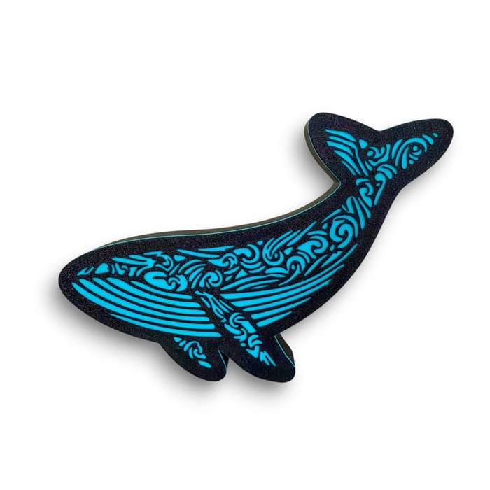 Decorative Mandala Whale Light Box / Kids Night Light with Dimmer Switch - Black and Turquoise