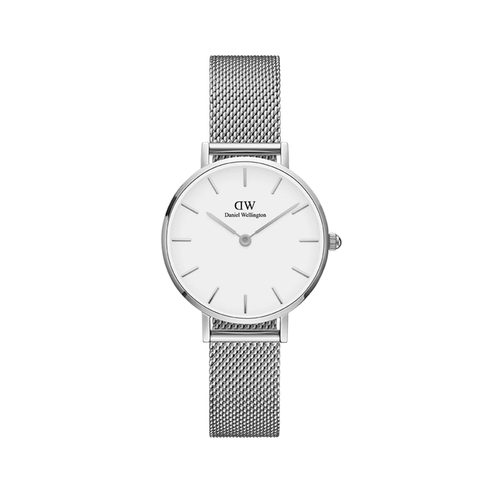 Daniel Wellington Sterling Silver tone Women's Watch (DW00100164) - 32 mm White Dial & Mesh Bracelet