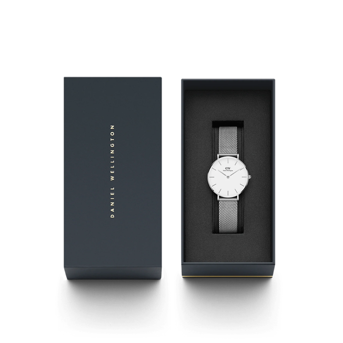 Daniel Wellington Sterling Silver tone Women's Watch (DW00100164) - 32 mm White Dial & Mesh Bracelet