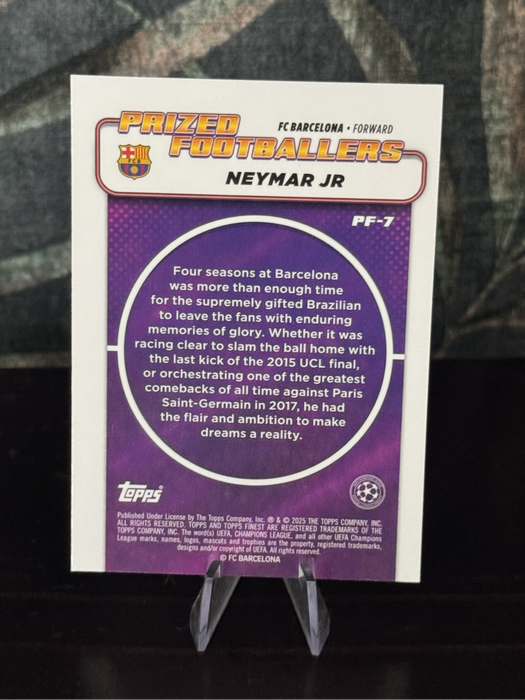 2024-25 Topps Finest - Neymar Jr Prized Footballers Refractor - Barcelona