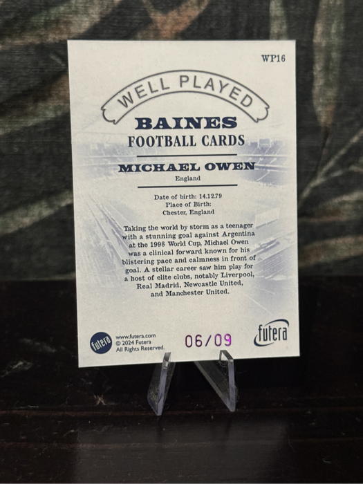 2024 Futera - Michael Owen Well Played 06/09 - England