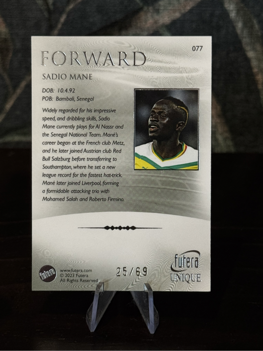 2023 Futera Unique - Sadio Mane 25/69 - Senegal