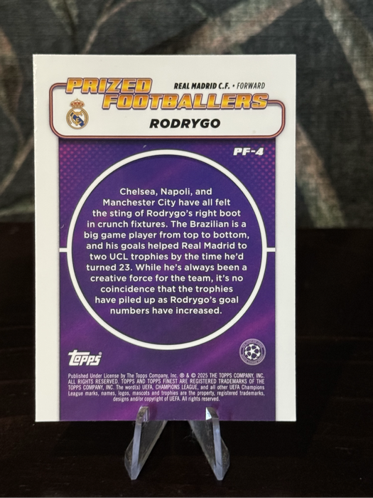 2024-25 Topps Finest - Rodrygo Prized Footballers - Real Madrid