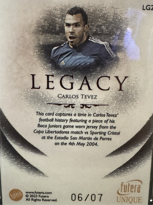 2023 Futera - Carlos Tevez Legacy /7 MGC 10 - Player Worn Patch