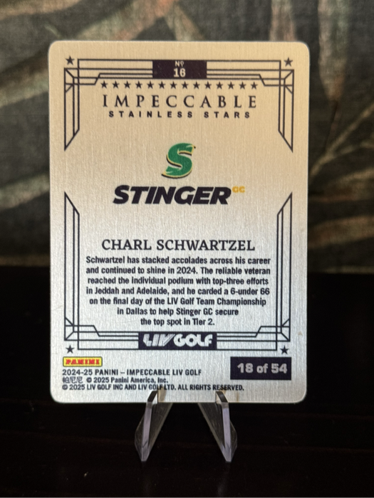 2024-25 Panini Impeccable - Charl Schwartzel Stainless Stars 18/54 - Stingers GC