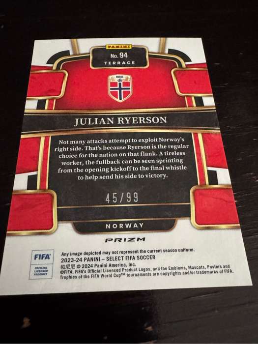 2023-24 SELECT - Julian Ryerson - Winter Camo Prizm Rookie - Norway - Terrace #94