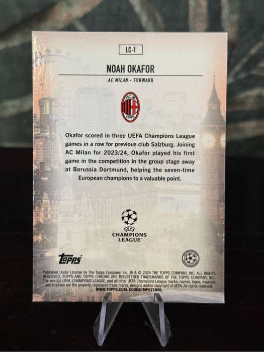 2024 Topps Chrome - Noah Okafor London Calling - AC Milan