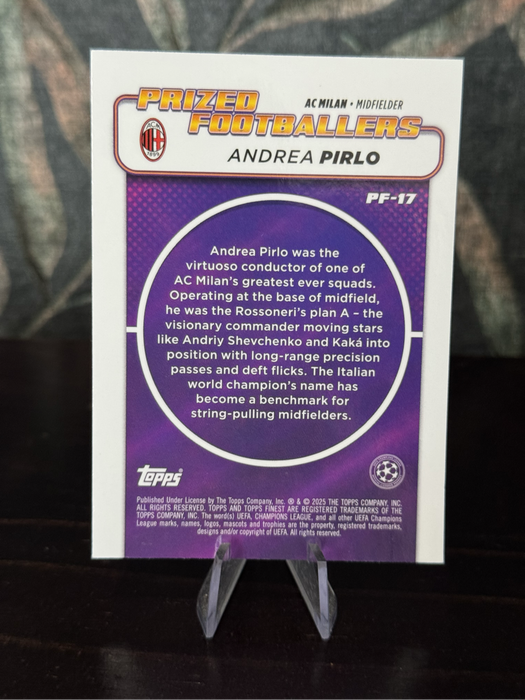 2025 Topps Finest - Andrea Pirlo Prized Footballers Refractor - AC Milan