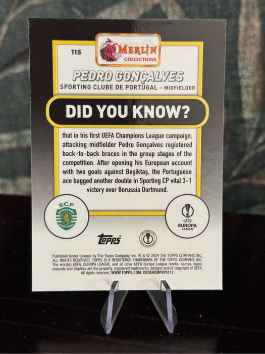 2024 Topps Merlin - Pedro Goncalves Yellow Shimmer 174/175 - Sporting Lisbon
