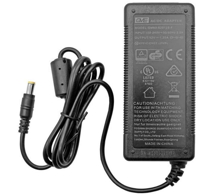 52VDC 60W (1.15A) PSU - AC/DC Power Supply Adaptor - 2.1mm jack
