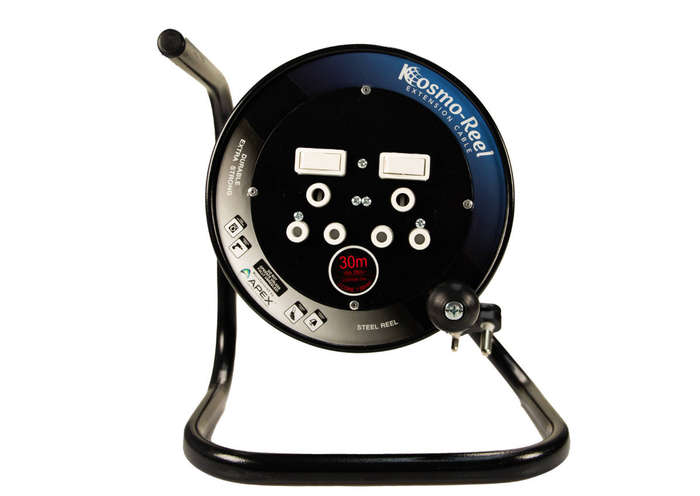 Steel 30m Heavy Duty Extension Reel 2x16A Sockets (Without roll in handle)