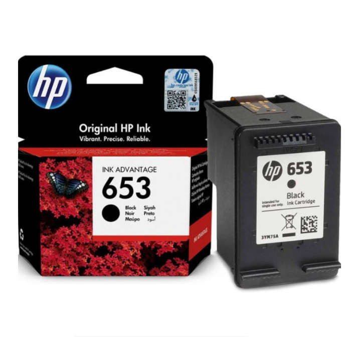 HP Ink Cartridge - Black Printer Ink- HP Printer Cartridge 653, Black Ink