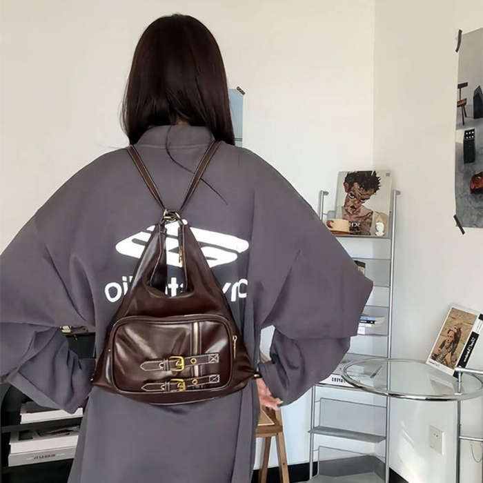 Black Buckle Streetwear Bag  Grunge Luxe Vibes