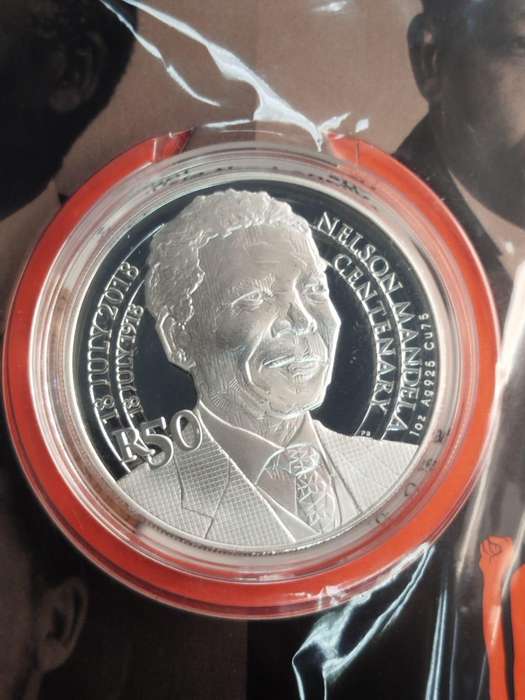 Mandela Collectors Duo | 2018 R50 Silver Centenary Proof + 1994 R5 Inauguration Proof | SA Min