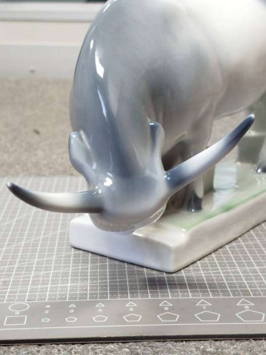 Herend Porcelain Figurine  Hungarian Grey Ox (Hand-Painted, Hungary)