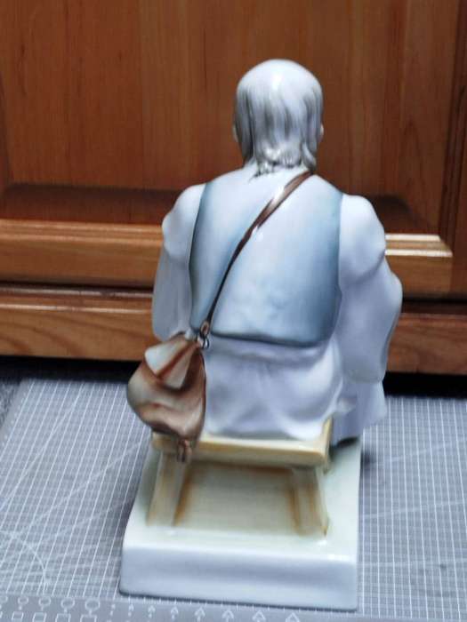  Rare Hungarian Porcelain Figurine  Seated Peasant Man (32.5 cm)  Hand-Painted