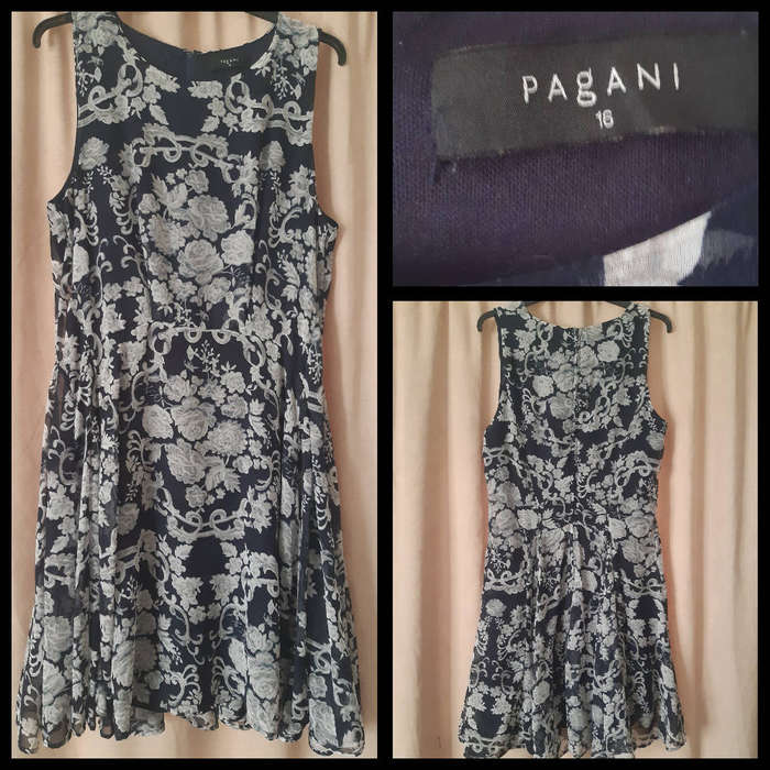 Navy Blue & White Floral Dress