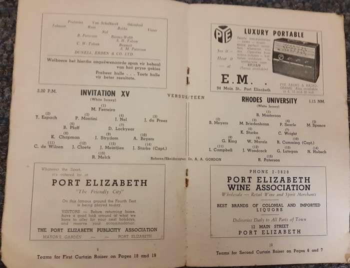 Rare collectable for rugby fans! South Africa vs British Isles 1955 ( 4th Test) Official Program.