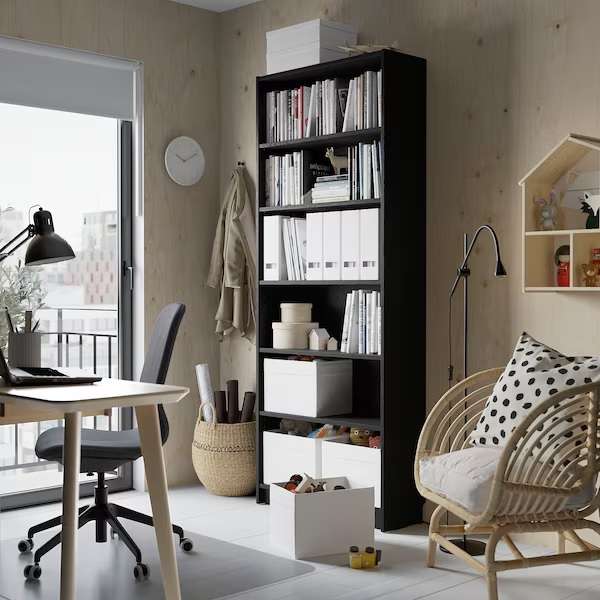 IKEA Billy Bookcase, Black Oak Effect, 80x28x202cm