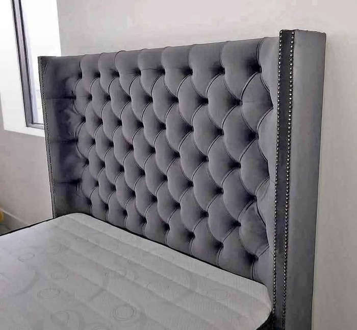 wing/panel diamond pleated double size headboard
