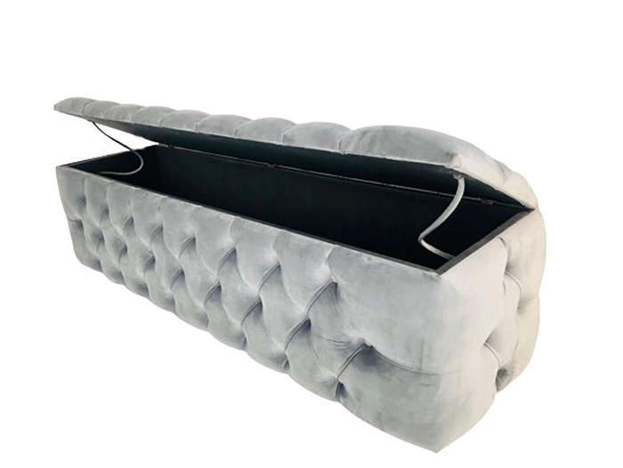 Pro-T furniture king size Ottoman - Grey Velvet Storage Poof