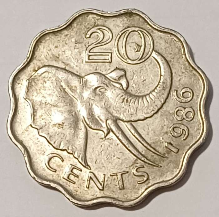 1986 Swaziland 20 Cents Coin