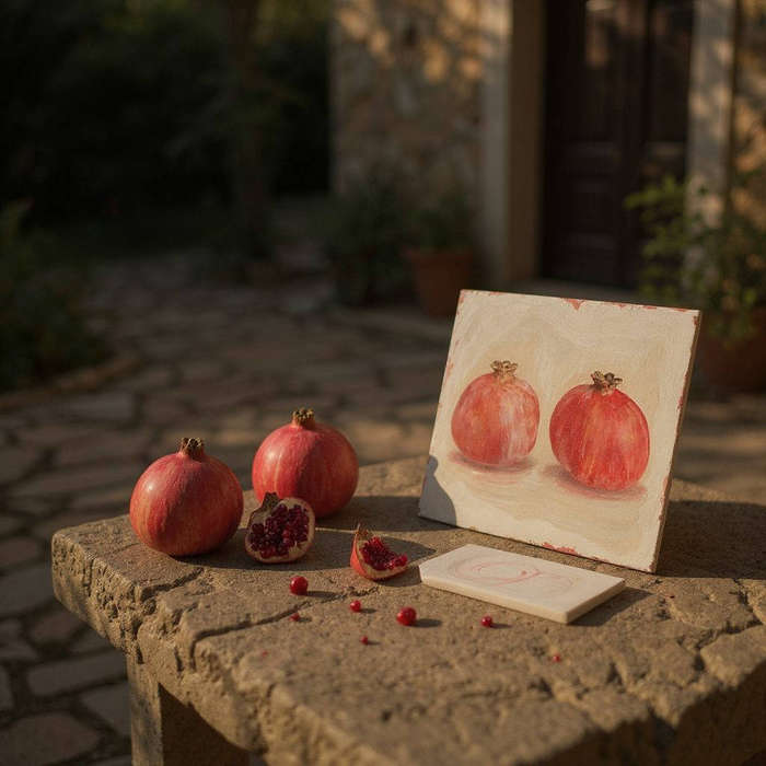 Artificial Fruit -Set of 2 Pomegranate