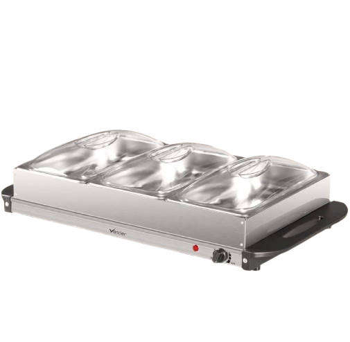 3 Pan Buffet Server Food Warmer, 3X 1.5 Litre Pans Adjustable Temperature