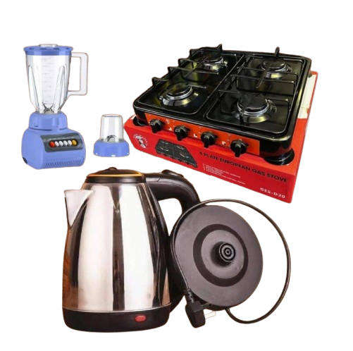 COMBO 1.5L ELECTRIC BLENDER 4 PLATE GAS STOVE  2L ELECTRIC KETTLE