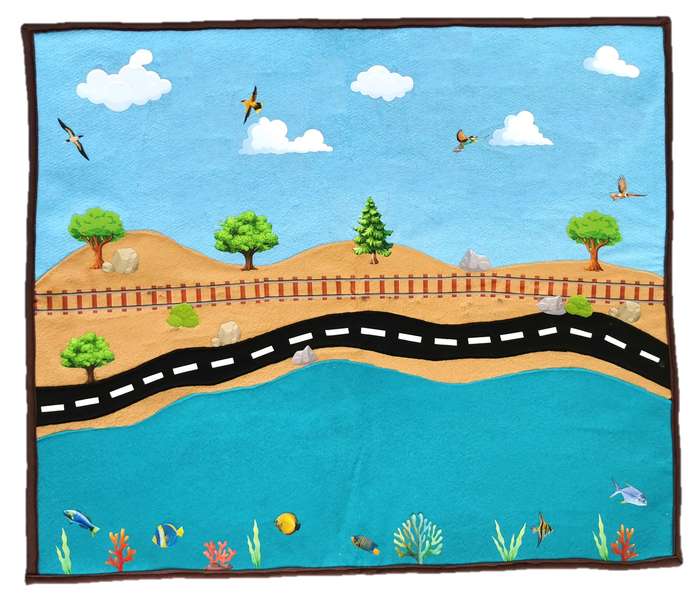 Montessori Modes of Transport Felt Play mat (80-Piece Set)  Air, Land, and Sea Adventure