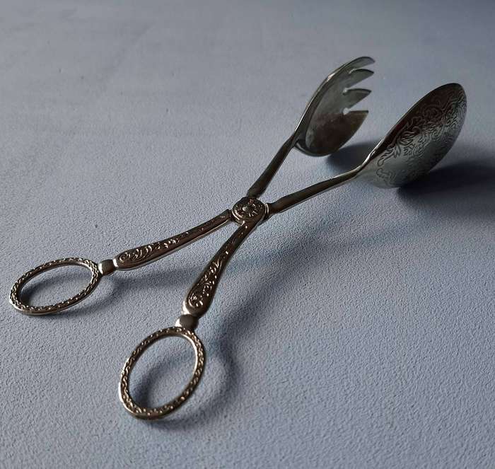 Silver Plated Ornate Salad Tongs