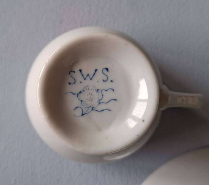 Three Japanese Rose-patterned Coffee Cups and Saucers