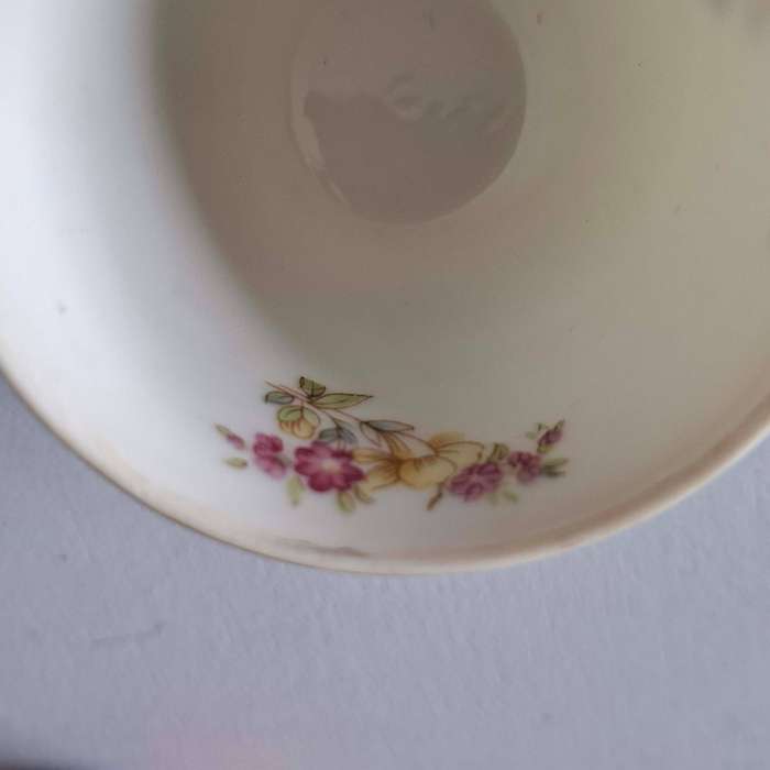 Three Japanese Rose-patterned Coffee Cups and Saucers