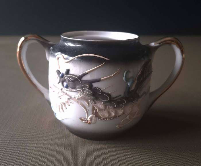 Manna Japanese Dragonware Moriage Geisha Lithophane Coffee Set