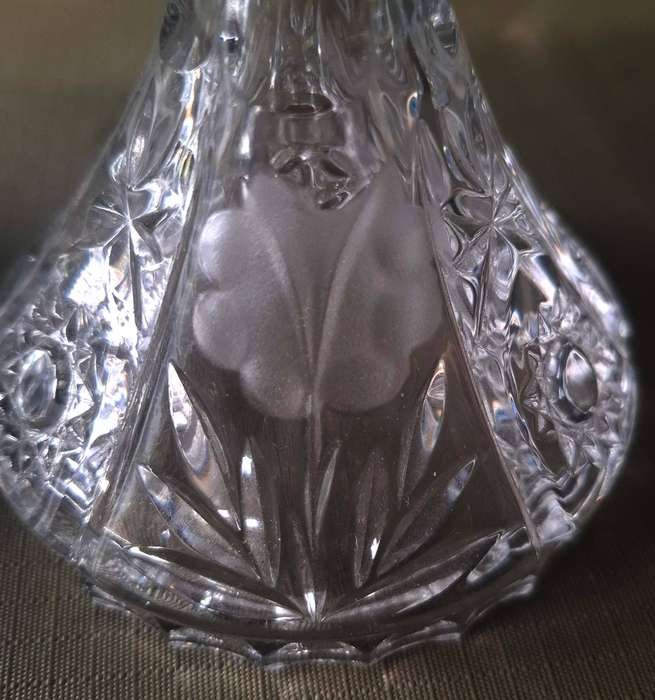Two Vintage Chrystal Candlesticks with Frosted Flowers and stars