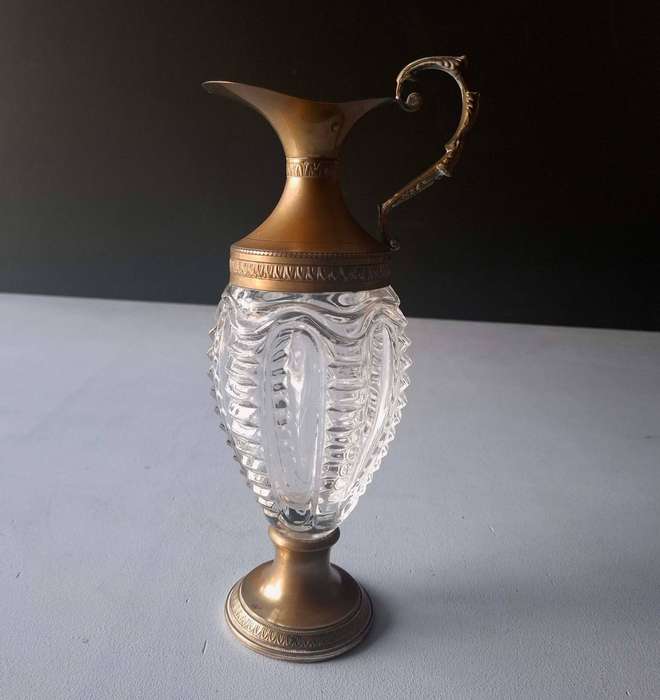 Venetian Cut Glass and Bronze Pitcher