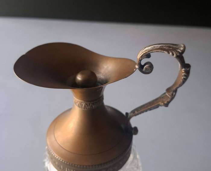 Venetian Cut Glass and Bronze Pitcher