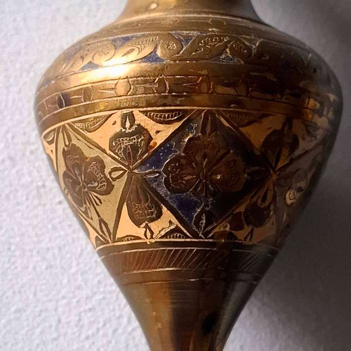 Vintage Etched Brass Bud Vase from India