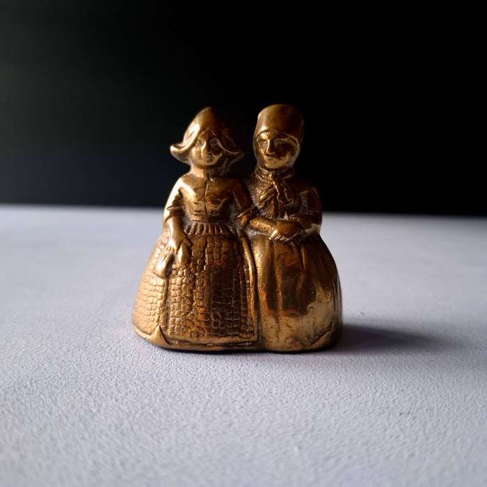 Vintage Brass Dutch Couple Dinner Bell