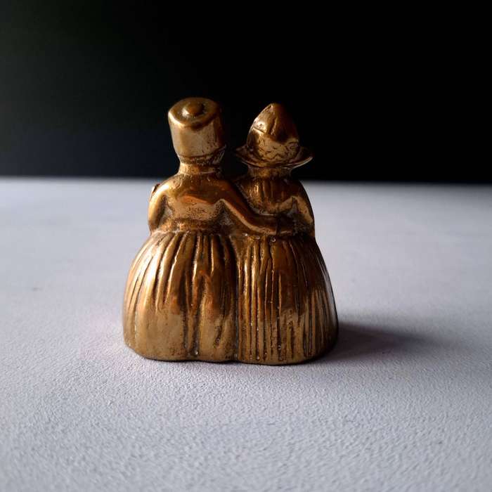 Vintage Brass Dutch Couple Dinner Bell