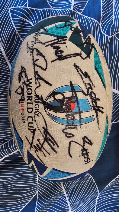 Rugby World Cup Rugby Balls 95, 07, 2019 and 2023 signed by full Squads