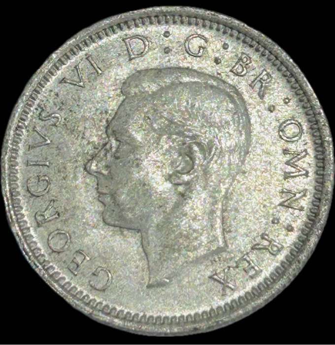 1945 SILVER BRITISH SIX PENCE A/U BEAUTIFULL COIN