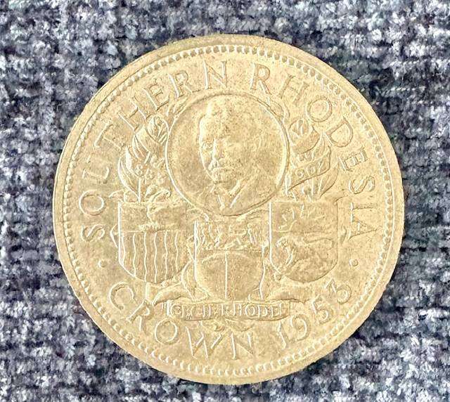 1953 Southern Rhodesia 1 Crown - 100th Anniversary - Birth of the Cecil Rhodes in capsule in mint