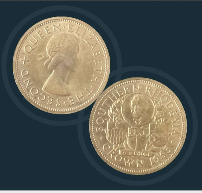 1953 Southern Rhodesia 1 Crown - 100th Anniversary - Birth of the Cecil Rhodes in capsule in mint