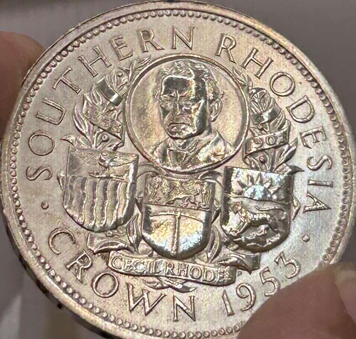 PROOF 1953 SOUTHERN RHODESIA CROWN ONLY 1500 MINTED SCARES AND NONE ON MARKET
