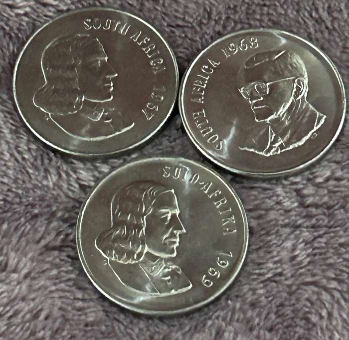 50 CENTS 1967, 1968, 1969 UNCIRCULATED COINS IN PRISTINE CONDITION (SCARES 1969 AFR VALUE R200+)