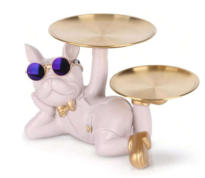 French Bulldog Decor Sculpture, Creative Bulldog Statue with Sunglasses